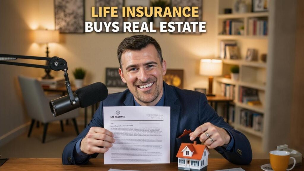 Real estate investor reviewing infinite banking whole life insurance policy documents for property financing
